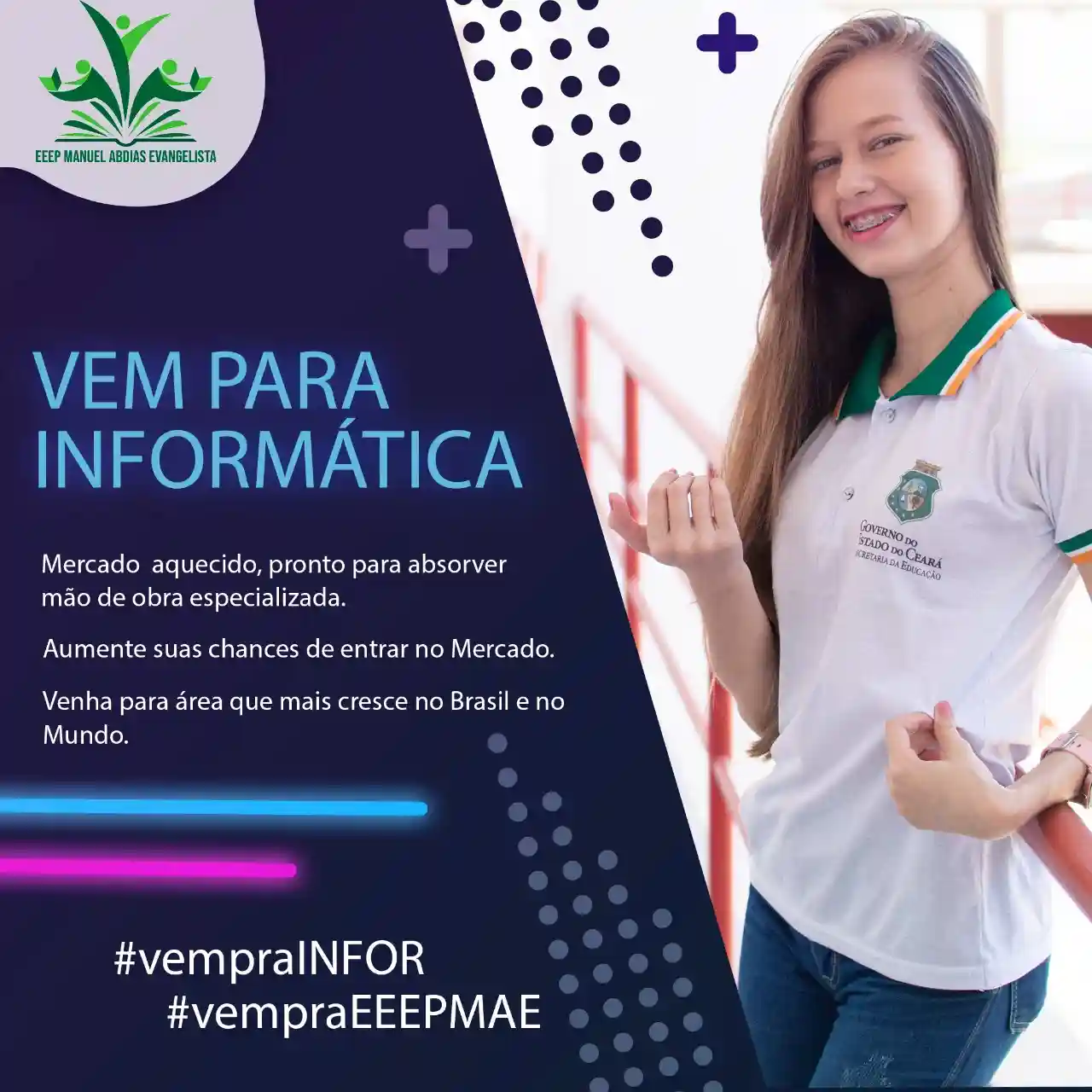 Imagem de divulgação do Curso Técnico em Informática com fotos dos alunos.